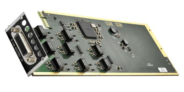 DAD CARD-AES8 professional AES3 (AES/EBU) digital audio interface card providing eight channels of bidirectional AES audio with independent sample rate conversion for broadcast, live production and post-production systems.